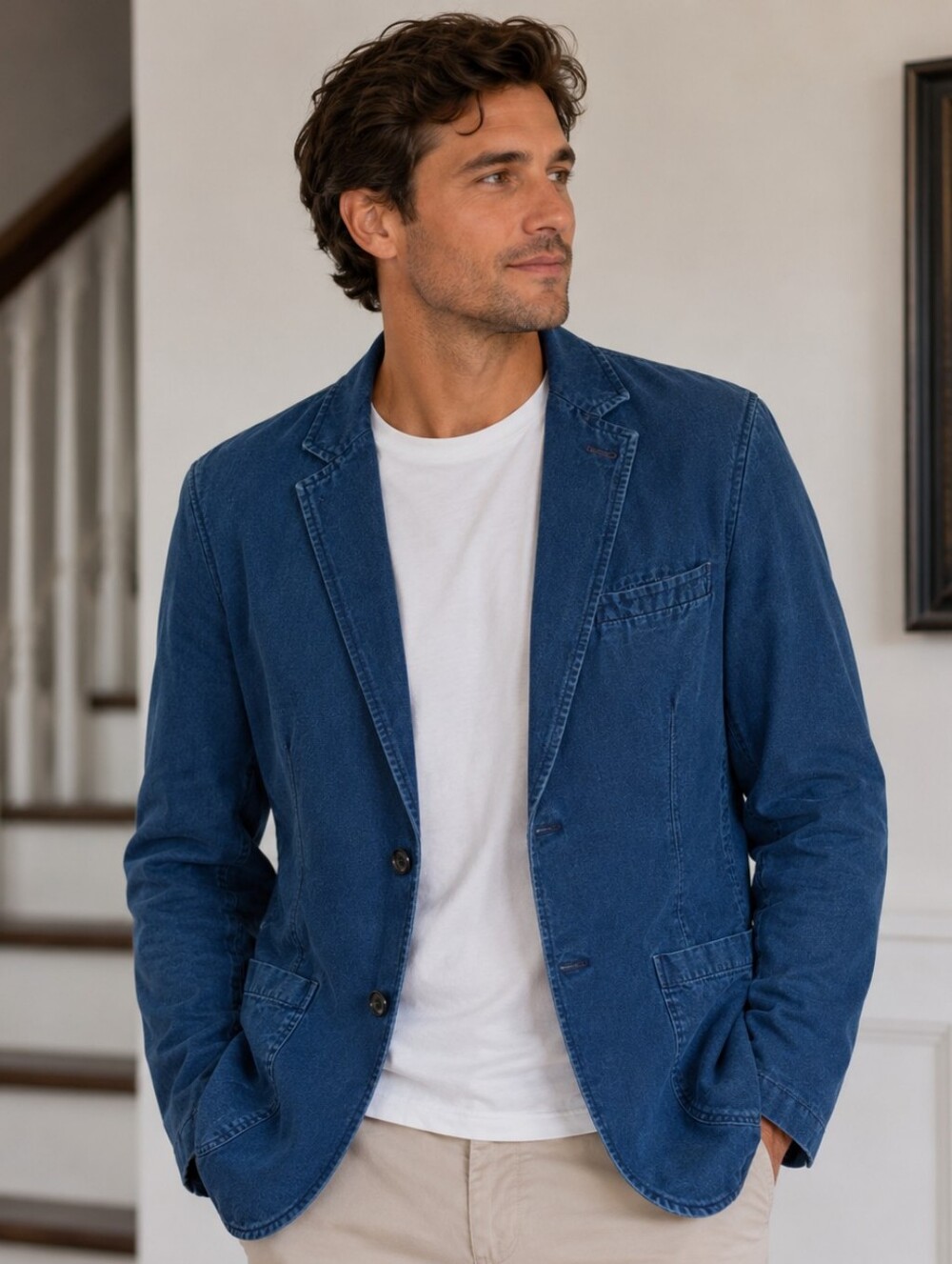 Tommy Hilfiger Men's Indigo Cotton Casual Blazer Sport Coat Jacket Size M NWT